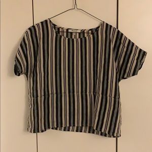 XS Madewell striped blouse tan/gray/black
